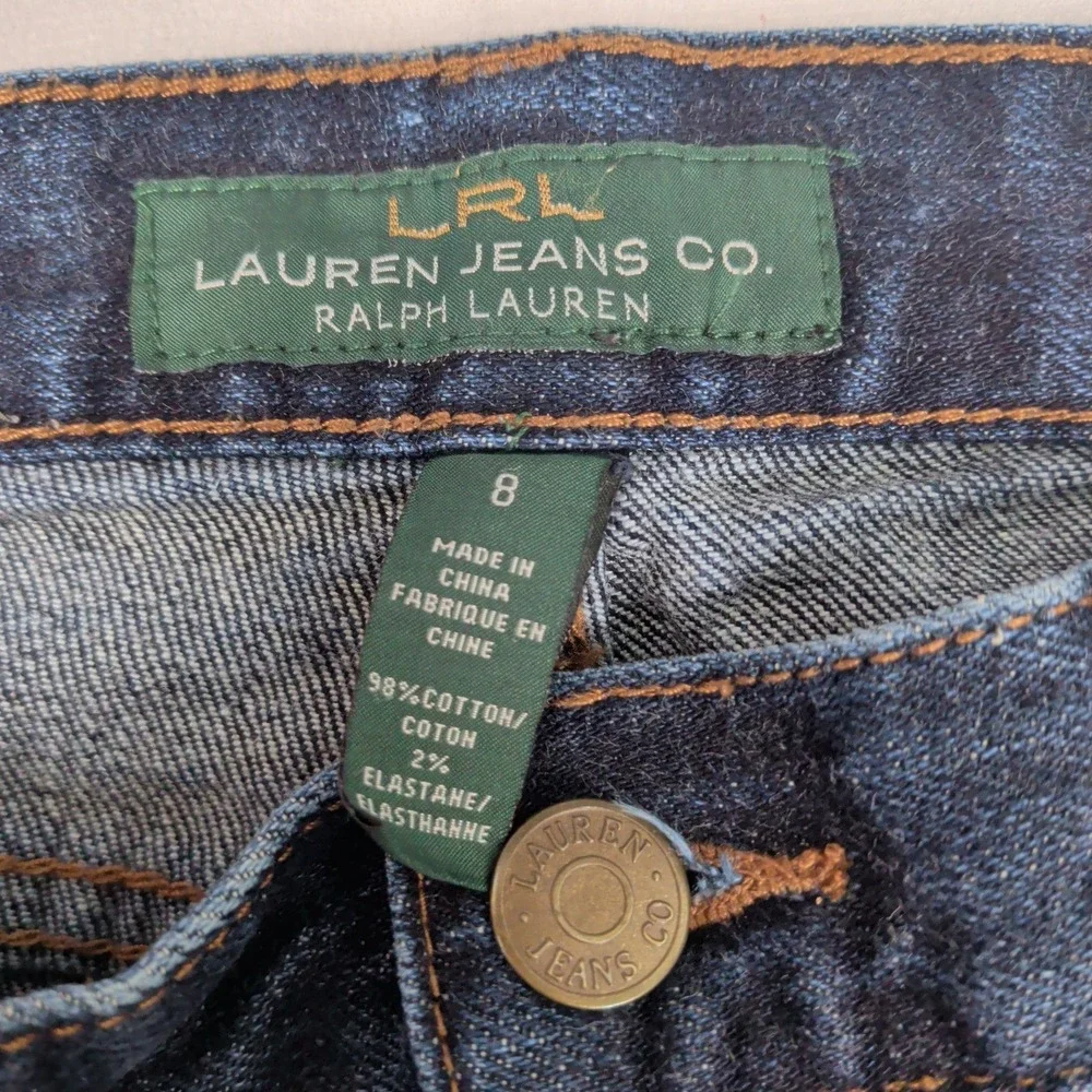 Lauren Ralph Lauren LRL‎ Dark Wash Cropped Jeans Mid Rise Capri Indigo Size 8
